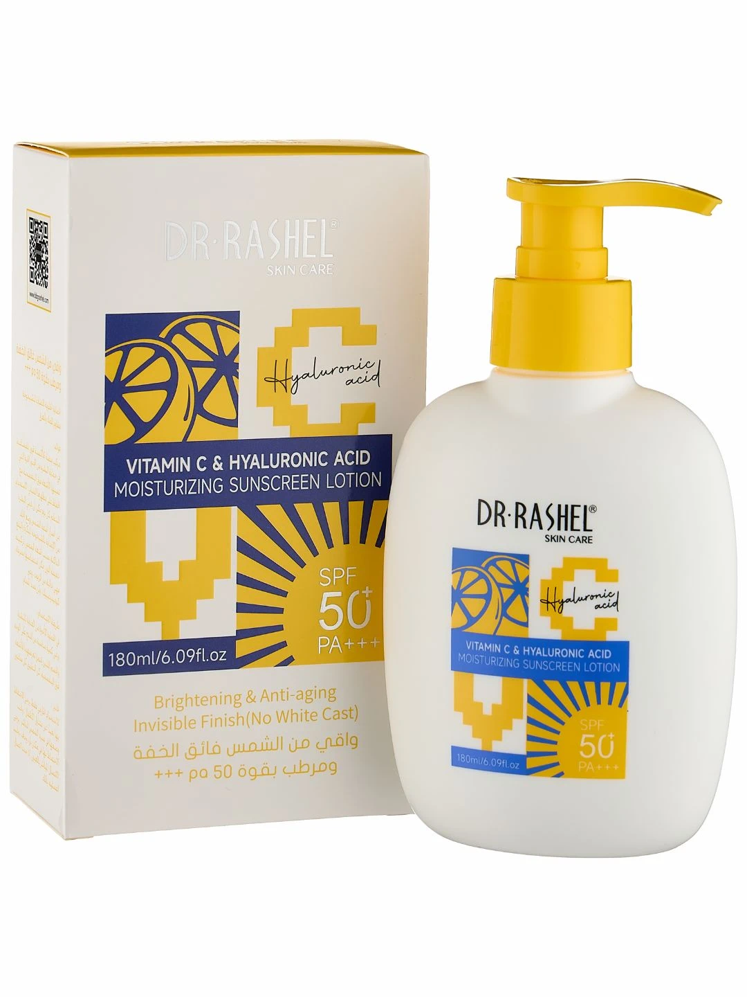 Увлажняющий солнцезащитный лосьон Dr. Rashel Vitamin C & Hyaluronic Acid Moisturizing Sunscreen Lotion SPF50, 160 ml