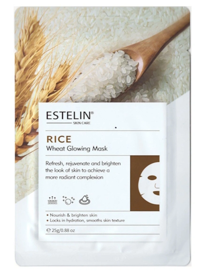 Осветляющая и питательная тканевая маска для лица Estelin Rice & Wheat Glowing Mask, 25 г 