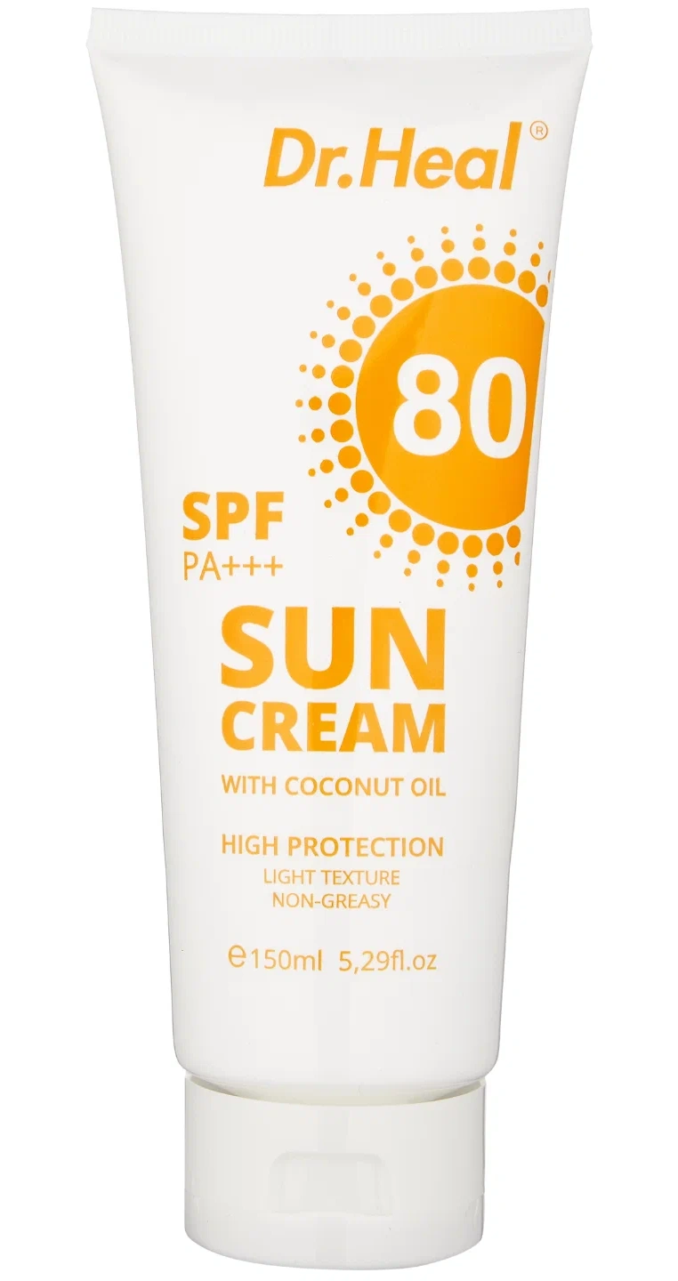 Солнцезащитный крем для лица и тела Sun cream with Coconut oil SPF 80+++ Dr.Heal 150 мл