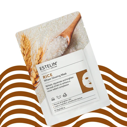 Осветляющая и питательная тканевая маска для лица Estelin Rice & Wheat Glowing Mask, 25 г 