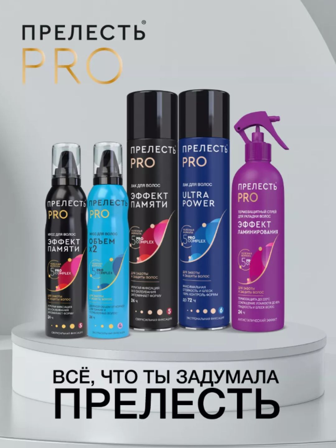 Лак д/волос Прелесть Professional Защита мегафиксация 300 см3