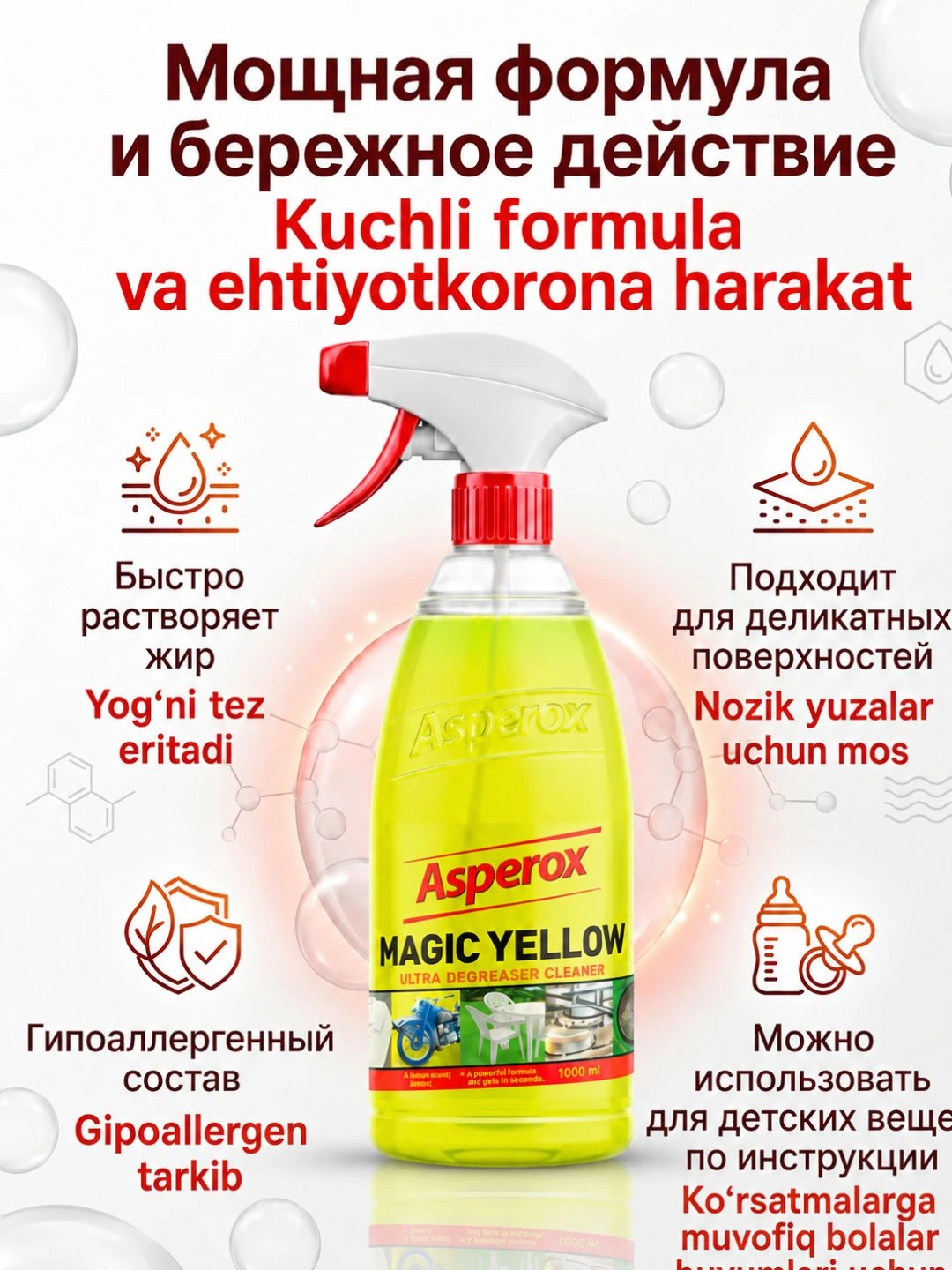 Очиститель поверхностей ASPEROX MAGIC YELLOW 1000мл