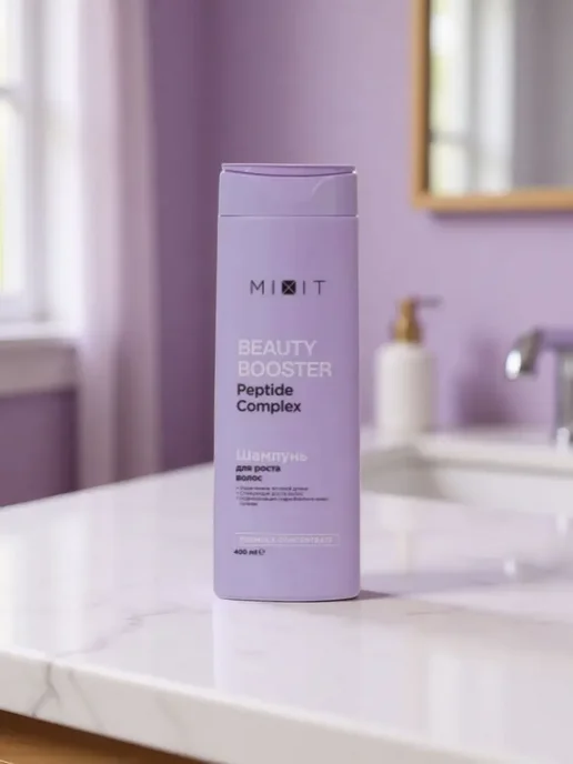 Шампунь для роста, сияния и красоты волос MIXIT «BEAUTY BOOSTER» Peptide complex shampoo 400мл