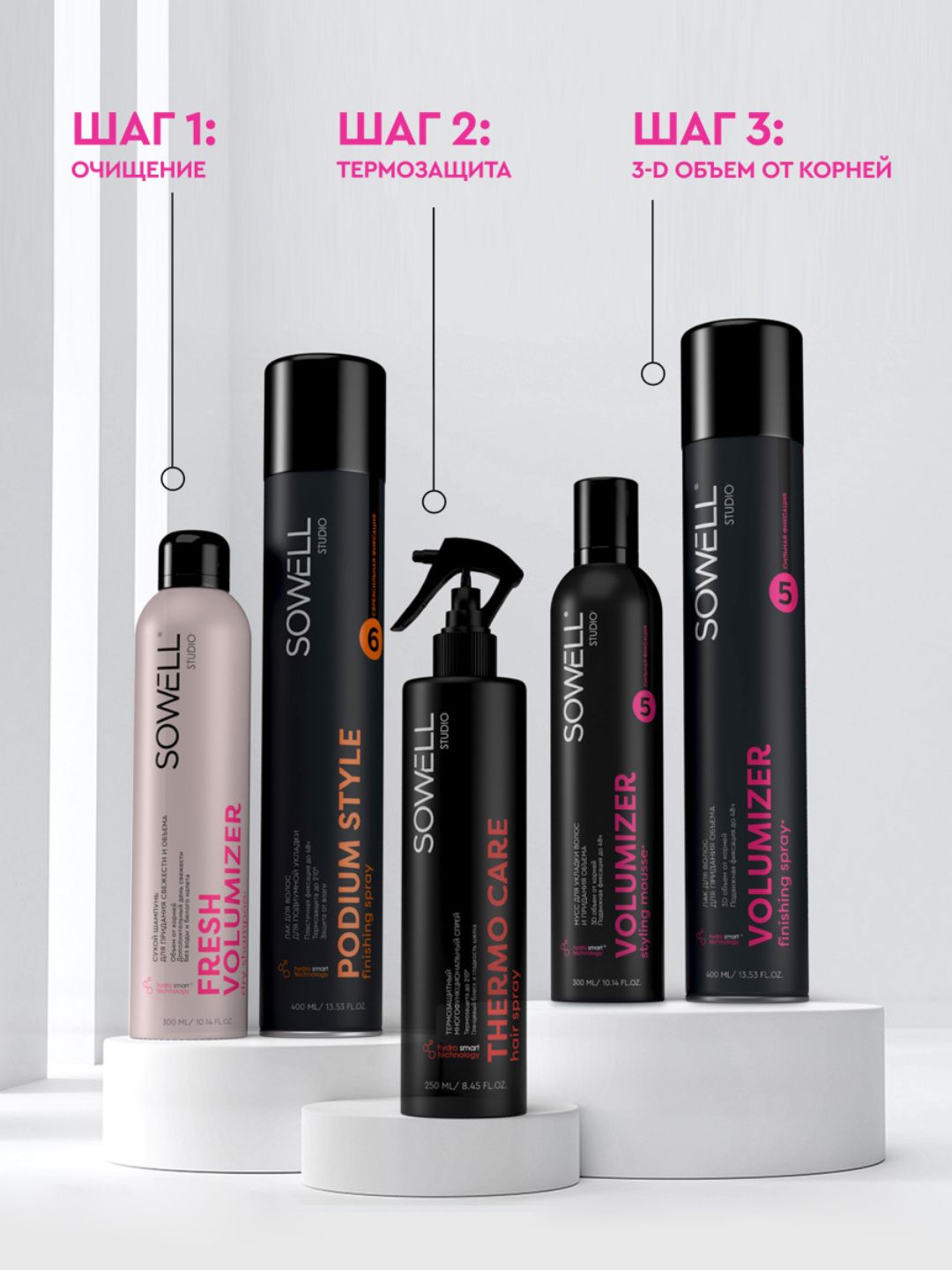 Сухой шампунь для волос SOWELL FRESH VOLUMIZER, 300 см3