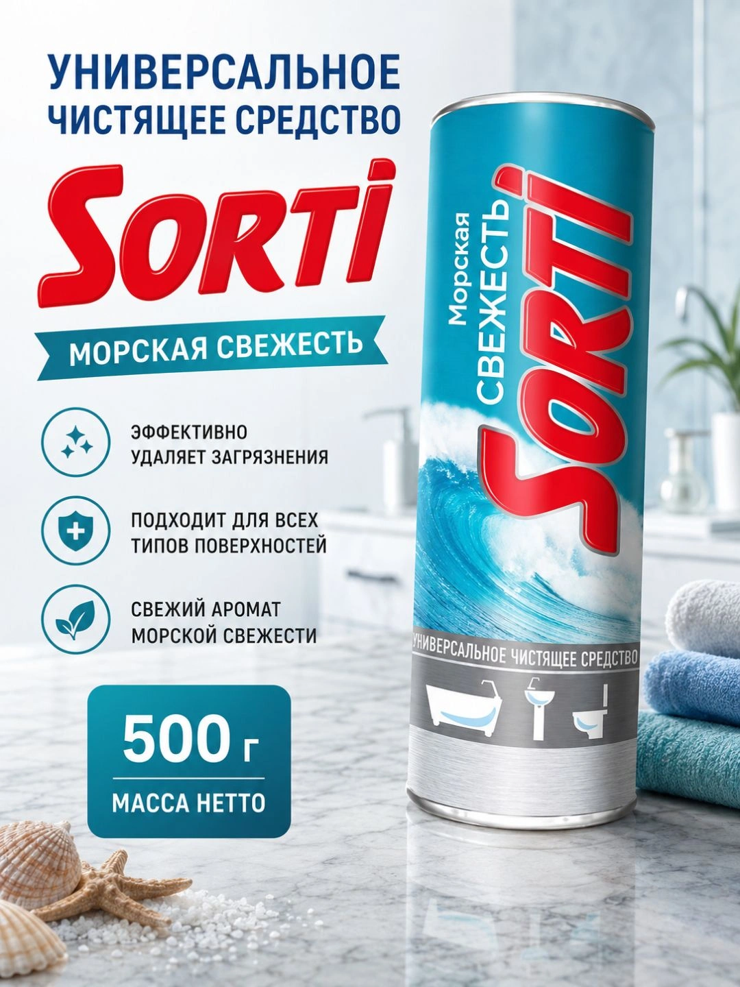 Универсальное чистящее средство SORTI Морская свежесть 500г