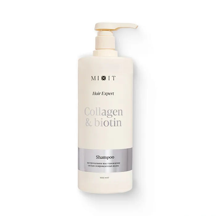 Восстанавливающий шампунь для волос с коллагеном и биотином MIXIT Hair Expert Shampoo Collagen & Biotin 1000мл
