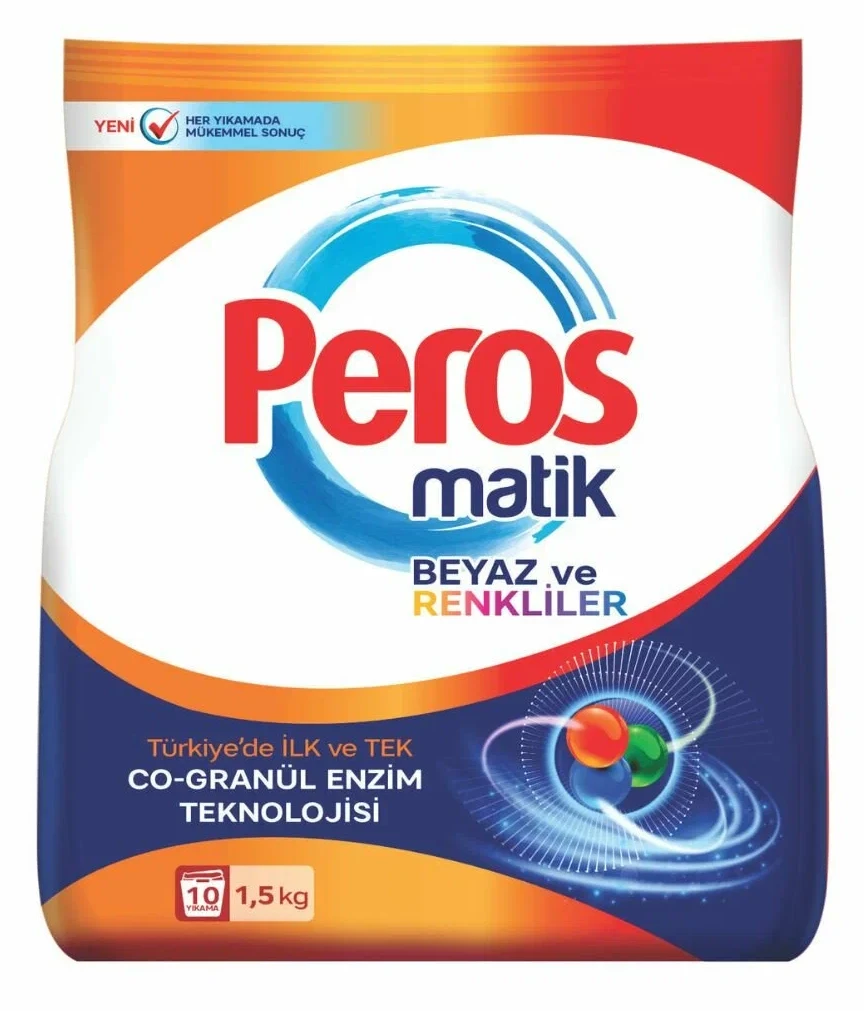 Стиральный порошок ДЛЯ БЕЛОГО И ЦВЕТНОГО БЕЛЬЯ PEROS POWDER DETERGENT MATIC BAG FOR WHITES AND COLORS 1500 gr.