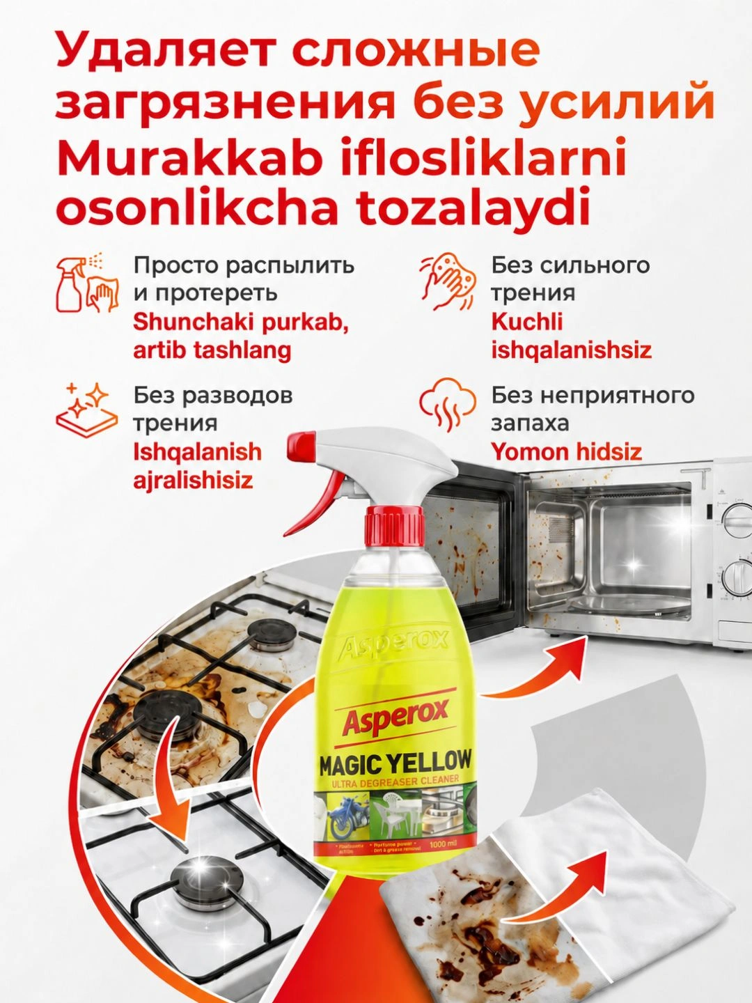 Очиститель поверхностей ASPEROX MAGIC YELLOW 1000мл
