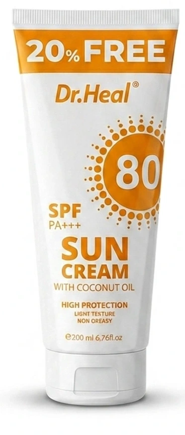 Солнцезащитный крем для лица и тела Sun cream with Coconut oil SPF 80+++ Dr.Heal 200 мл
