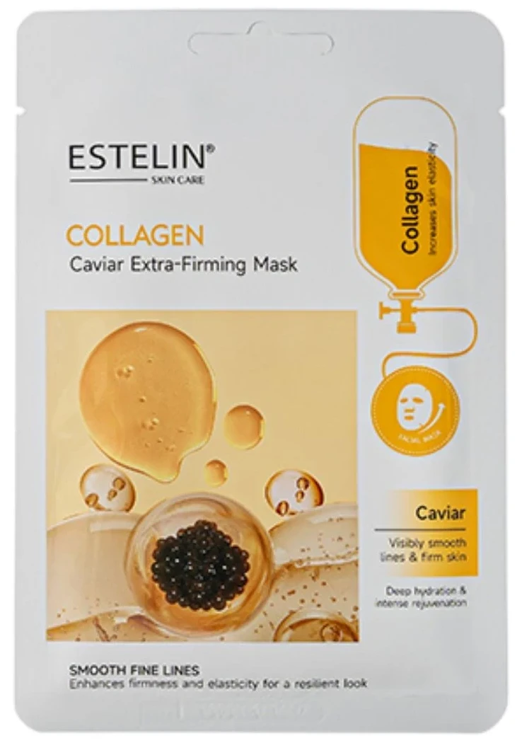 Тканевая маска для лица с коллагеном и икрой Estelin Collagen & Caviar Extra-Firming Mask, 25 г