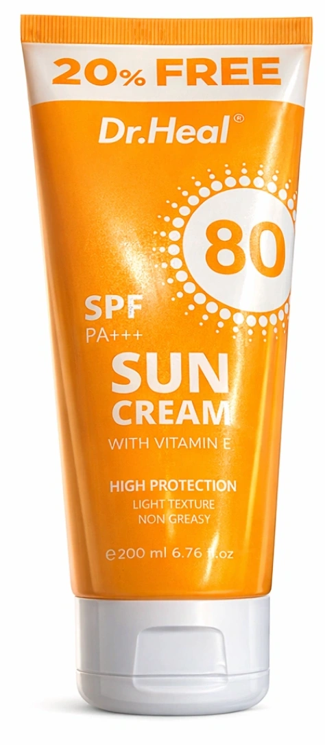 Солнцезащитный крем для лица и тела Sun cream with Vitamin E SPF 80+++ Dr.Heal 200 мл