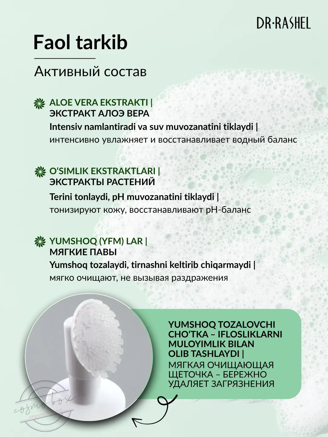 Успокаивающий очищающий мусс для лица с экстрактом алоэ Dr. Rashel Aloe Vera Essence Cleansing Mousse, 125 ml
