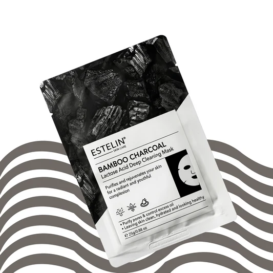Глубоко очищающая и освежающая тканевая маска для лица Estelin Bamboo Charcoal & Lactose Acid Deep Cleaning Mask, 25 г 