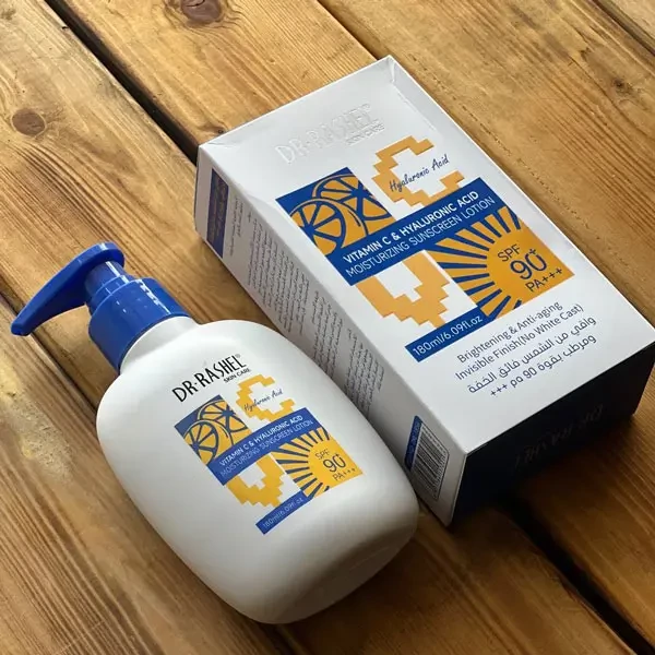 Увлажняющий солнцезащитный лосьон Dr. Rashel Vitamin C & Hyaluronic Acid Moisturizing Sunscreen Lotion SPF90, 180 ml