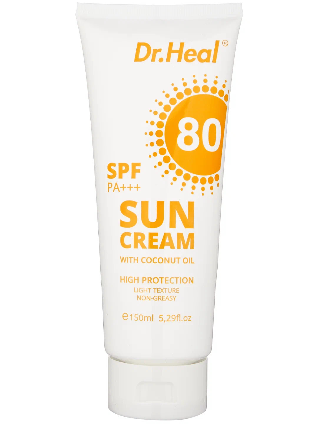 Солнцезащитный крем для лица и тела Sun cream with Coconut oil SPF 80+++ Dr.Heal 150 мл