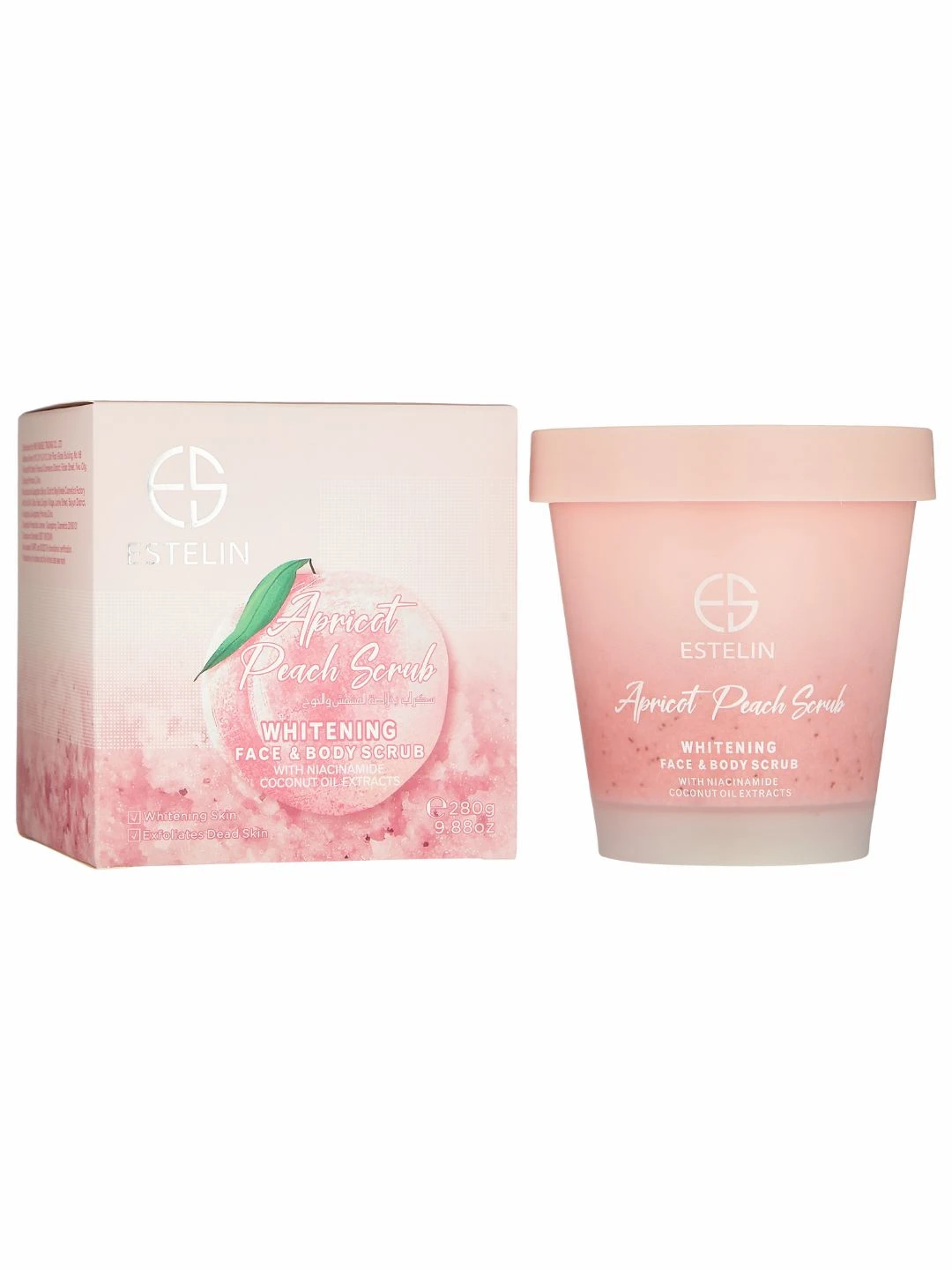 Осветляющий скраб для лица и тела с абрикосом и персиком Estelin Apricot & Peach Whitening Face & Body Scrub, 280 g