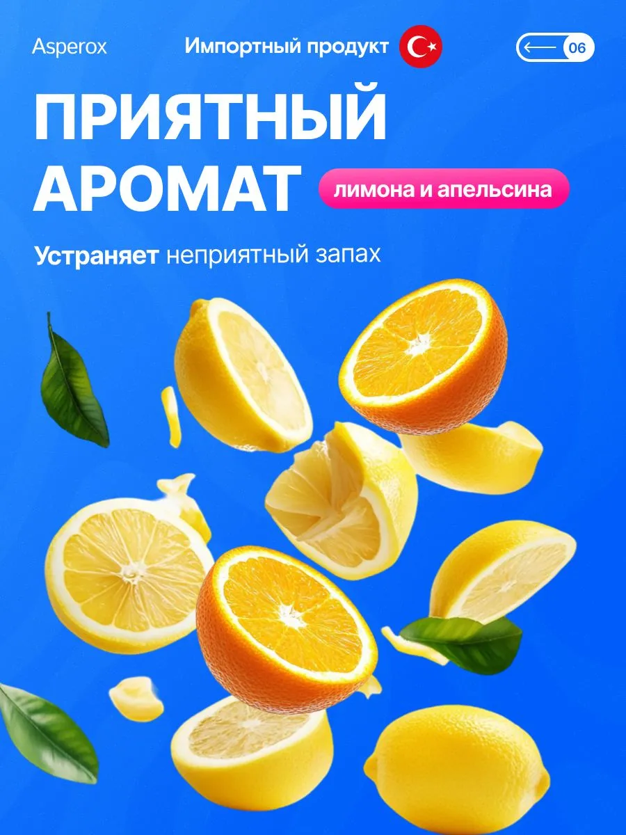 Универсальный очиститель поверхностей ASPEROX LIQUID SURFACE CLEANER ORANGE&LEMON BLOSSOM 1000 ml.