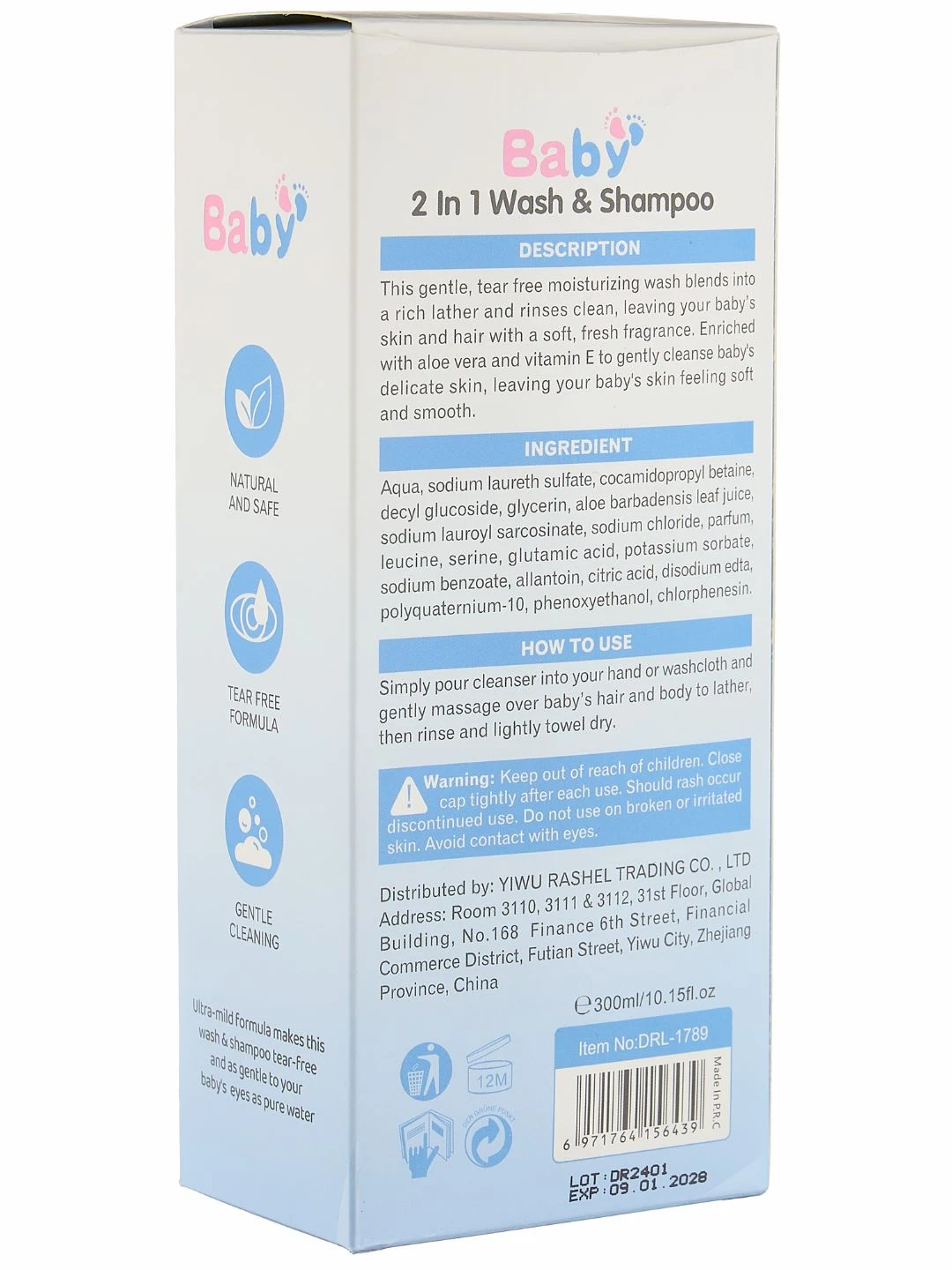 Детский 2 в 1 гель и шампунь Dr. Rashel Baby 2 in 1 Wash & Shampoo, 300 мл
