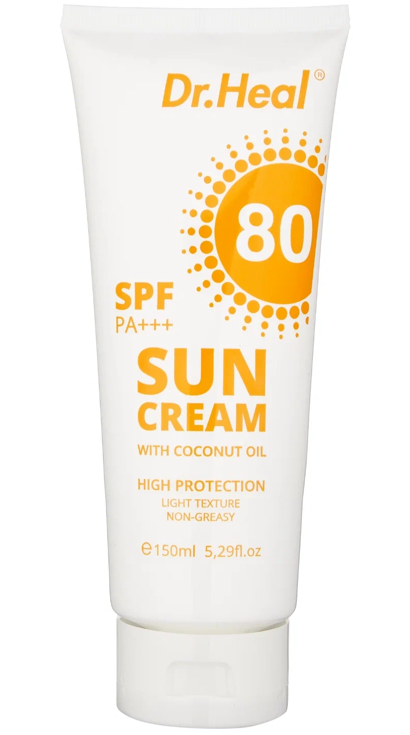 Солнцезащитный крем Sun cream with Coconut oil SPF80 Dr.Heal 150ml