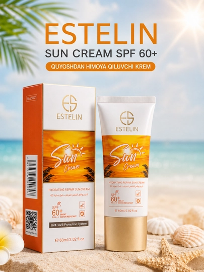 Восстанавливающий увлажняющий солнцезащитный крем Estelin Hydrating Repair Sun Cream SPF60, 60 g