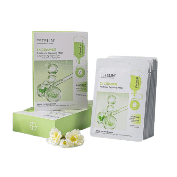 Тканевая маска с 5-кратными церамидами и центеллой Estelin 5X Ceramide & Asiaticum Repairing Mask, 25 г