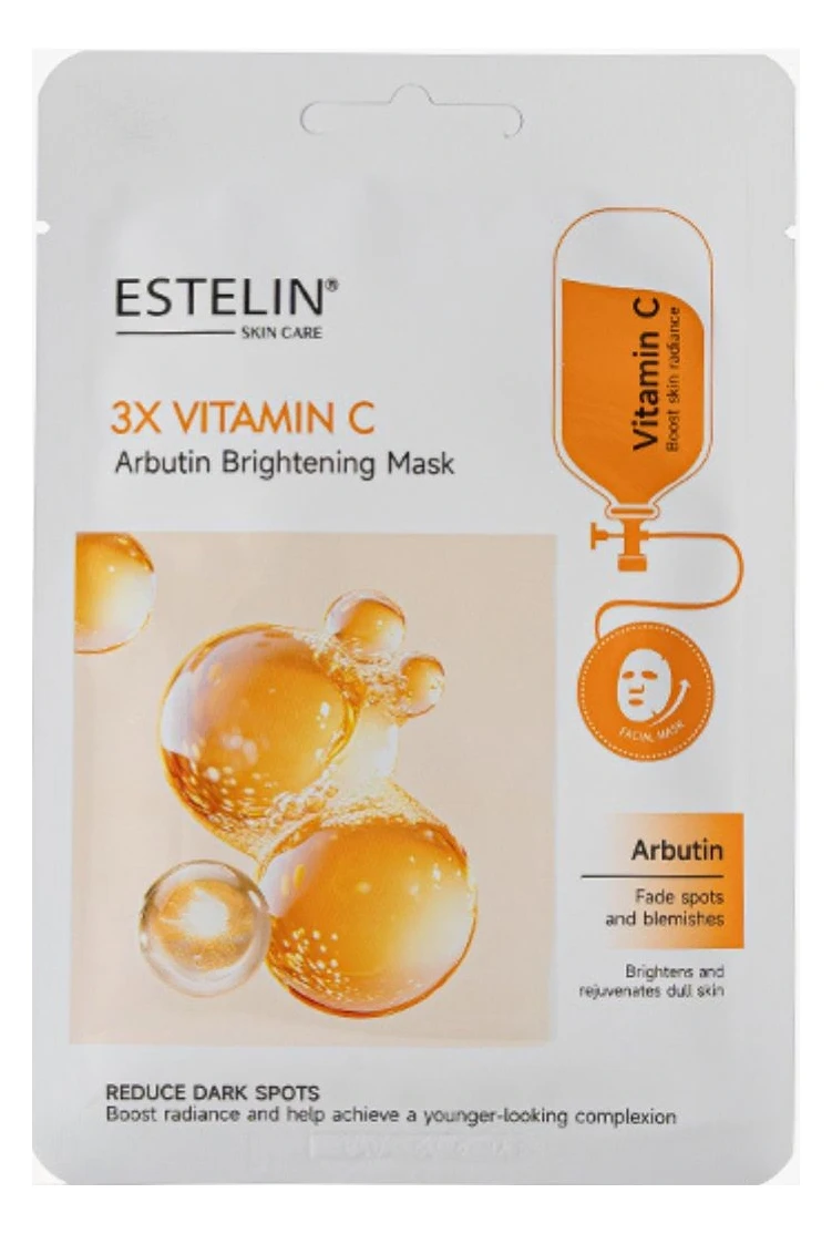 Тканевая маска с тройным витамином C и арбутином Estelin 3X Vitamin C & Arbutin Brightening Mask, 25 г