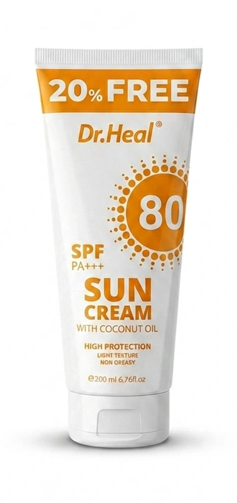 Солнцезащитный крем для лица и тела Sun cream with Coconut oil SPF 80+++ Dr.Heal 200 мл