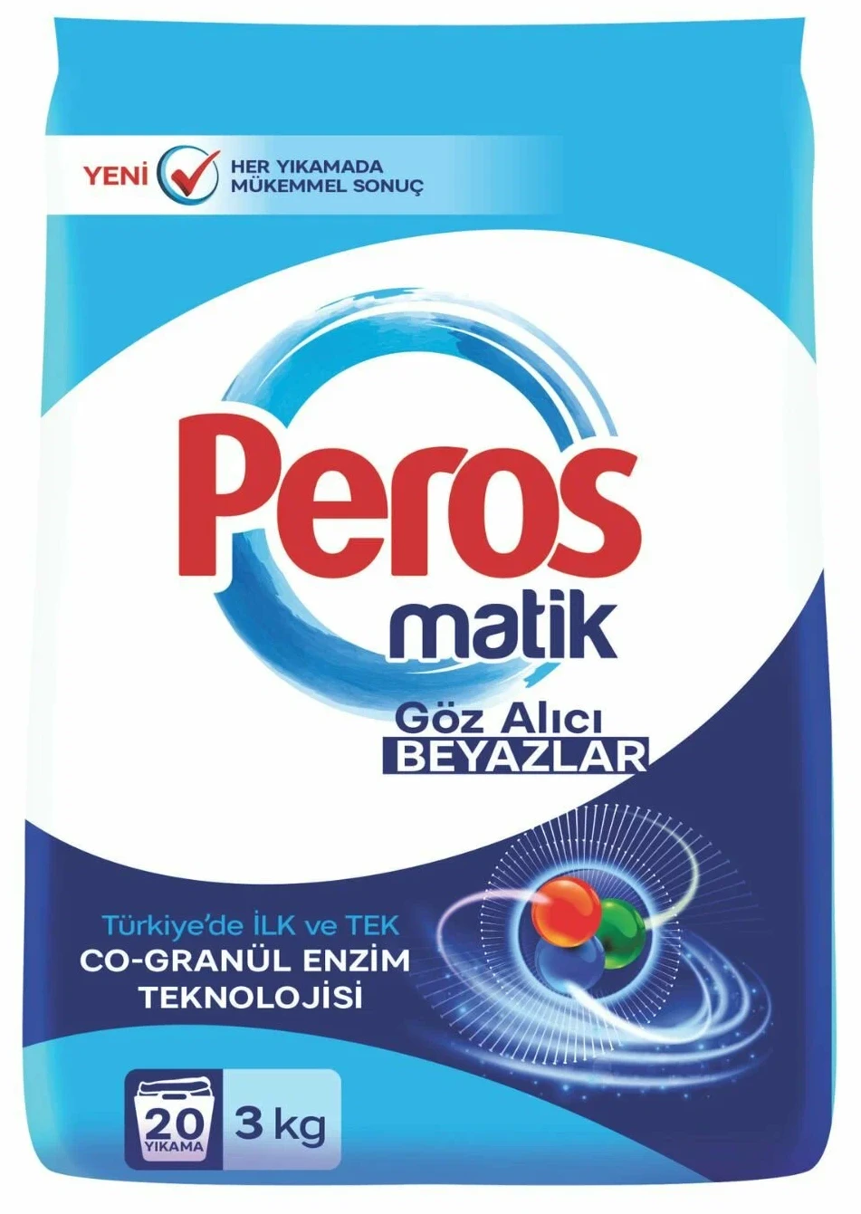 Стиральный порошок ДЛЯ БЕЛЫХ ВЕЩЕЙ PEROS POWDER DETERGENT MATIC BAG FOR WHITES 3000 gr.