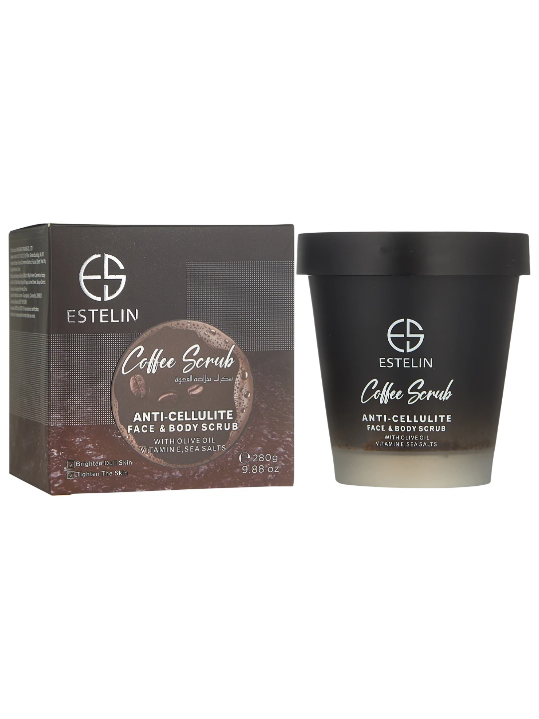 Антицеллюлитный скраб для лица и тела с кофе Estelin Coffee Anti-Cellulite Face & Body Scrub, 280 g