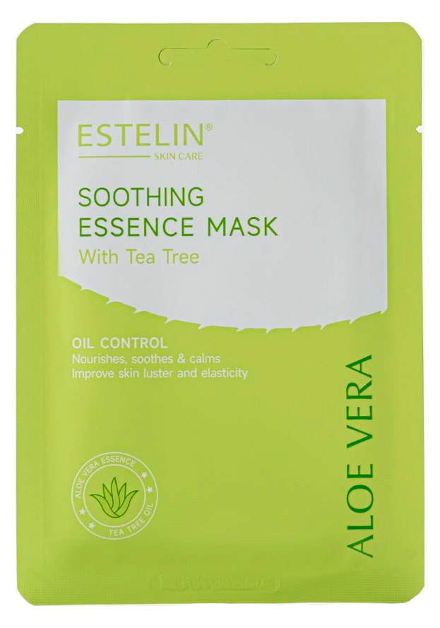 Успокаивающая тканевая маска для лица с алоэ вера Estelin Aloe Vera Soothing Essence Mask, 25 г