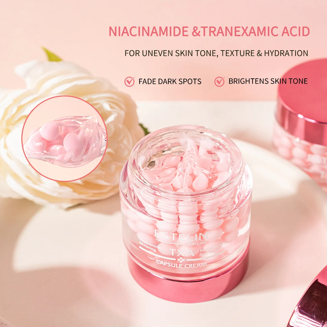  Крем для лица от акне с Ниацинамидом Estelin Niacinamide & Tranexamic Acid Whitening Capsule Cream, 60 г