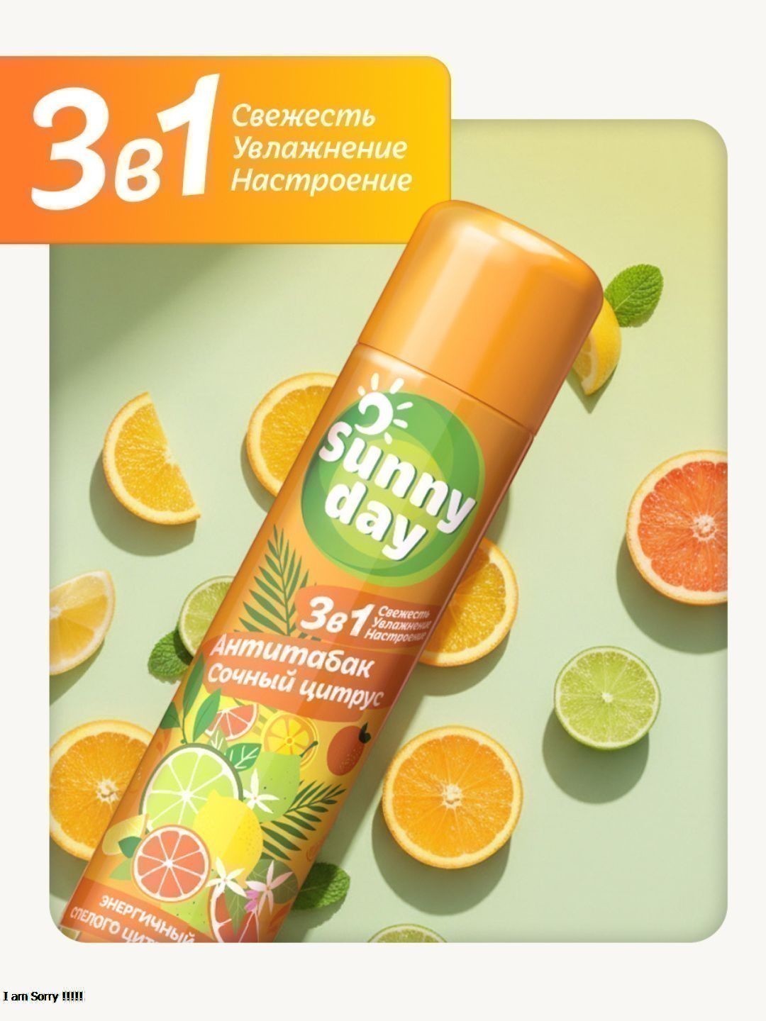 Освежитель воздуха Sunny Day Антитабак. Сочный Цитрус 300 см3 без ТУ