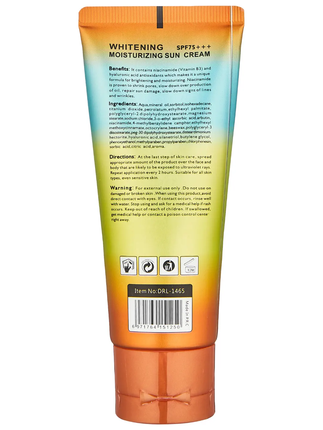 Осветляющий и увлажняющий солнцезащитный крем Dr. Rashel Whitening & Moisturizing Sun Cream SPF75, 80 ml
