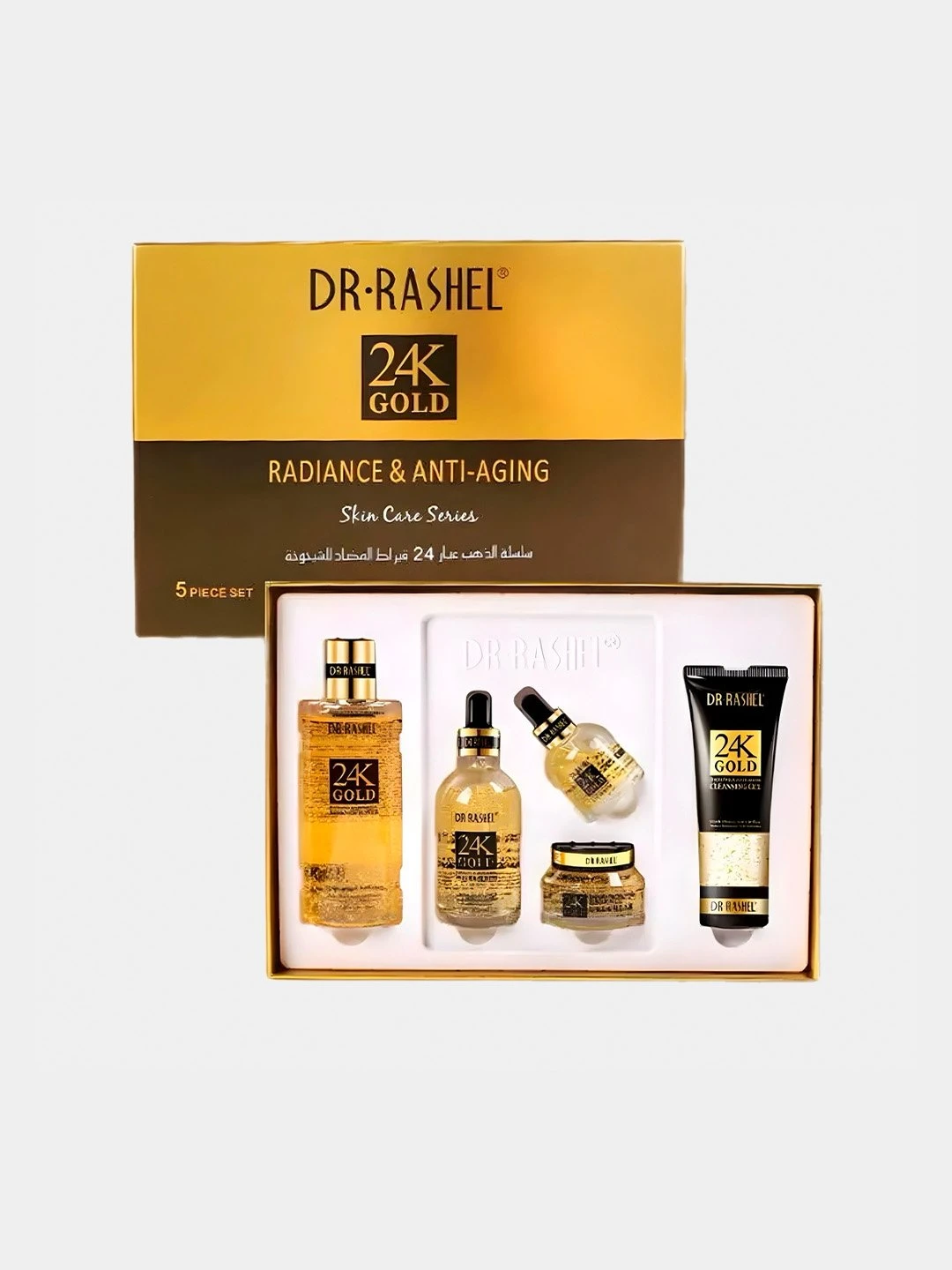Антивозрастная серия по уходу за кожей с 24K золотом, Dr. Rashel 24K Gold Radiance & Anti-Aging Skin Care Series, 5 шт/комплект