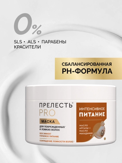 Маска для окрашенных или ломких волос «Прелесть Professional» «Интенсивное питание», 500мл