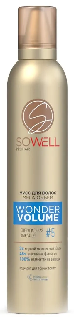 Мусс для волос SoWell Wonder Volume Мега объем от корней сверхсильной фиксации,200 см3