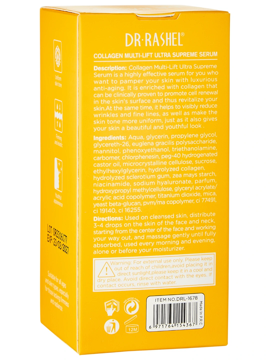 Лифтинг-сыворотка для лица с коллагеном для упругости и подтяжки Dr. Rashel Collagen Multi-Lift Supreme Face Serum, 30 ml