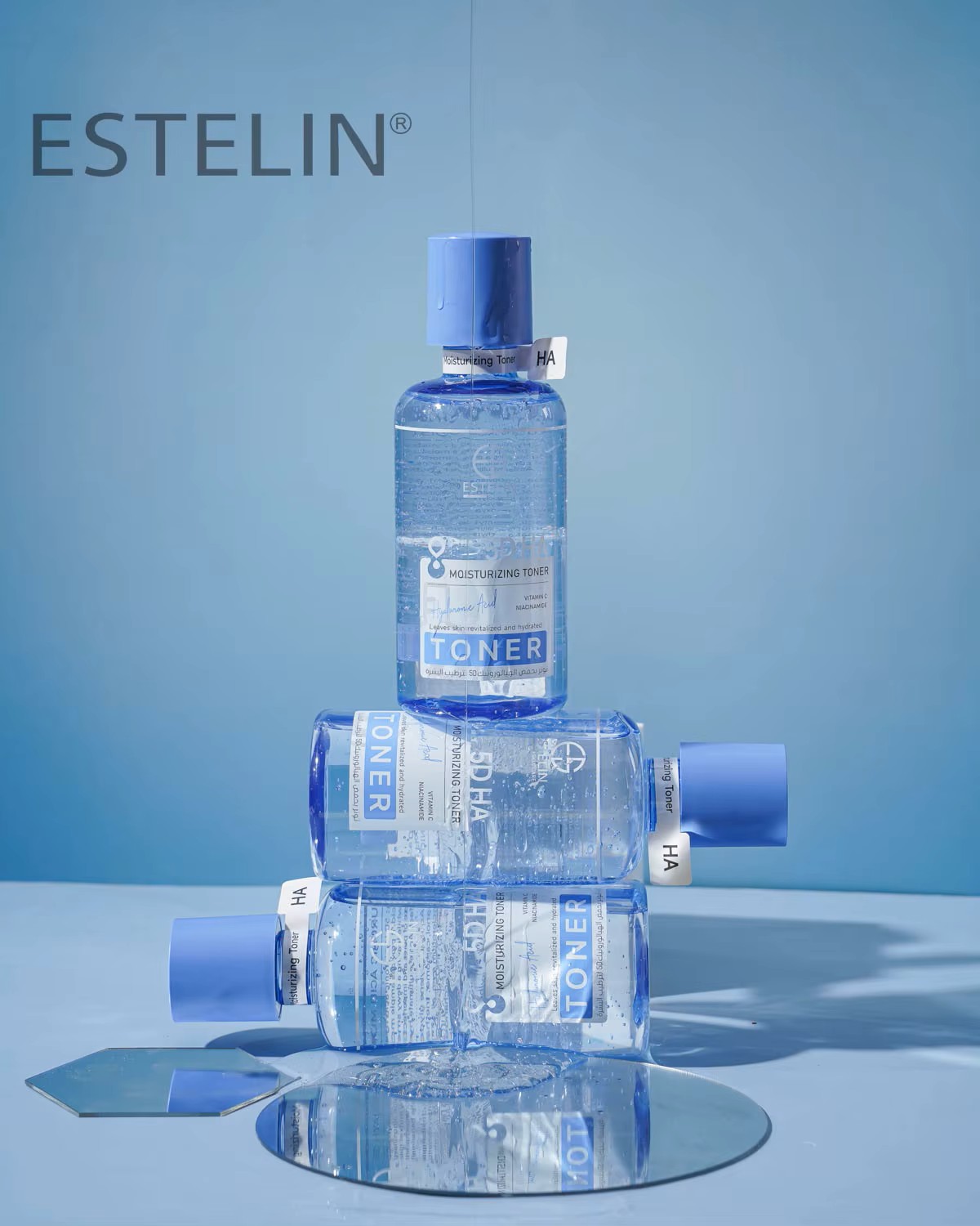 Тонер для лица с 5Д гиалуроновой кислотой Estelin 5D Hyaluronic Acid Moisturizing Essence Toner, 400 мл