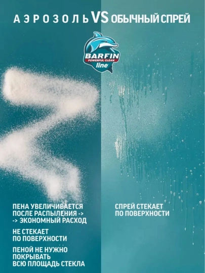 Средство чистящее для стекол и зеркал «BARFIN Чудо-пена с ароматом лайм-мята» 140 мл