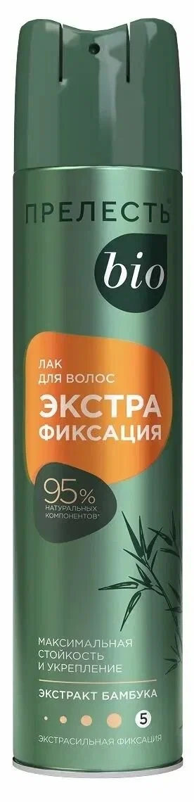Лак для волос Прелесть Био экстрафиксация с экстрактом бамбука 250см3