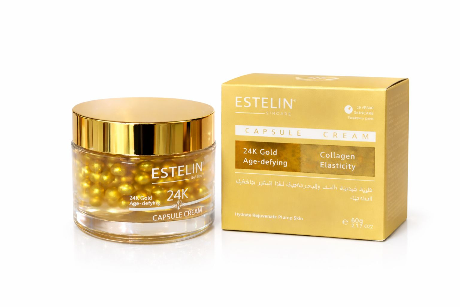Омолаживающий крем для лица с золотом и коллагеном Estelin 24K Gold & Collagen Age-defying Capsule Cream, 60 г