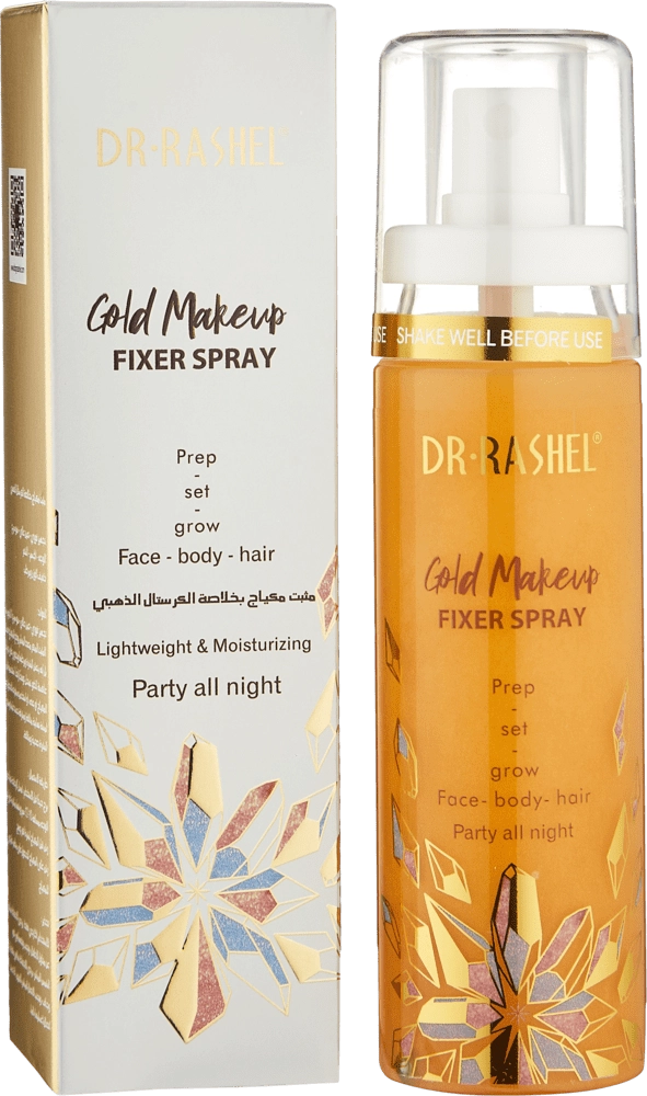 Фиксирующий и сияющий спрей для макияжа с золотым сиянием Dr. Rashel Gold Makeup Fixer Spray, 100 мл