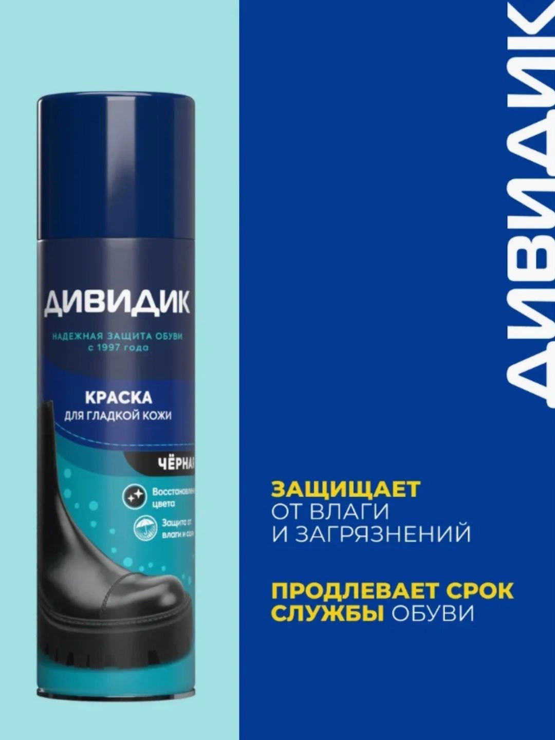 Аэрозоль Дивидик краска для гладкой кожи (Черный) 250мл