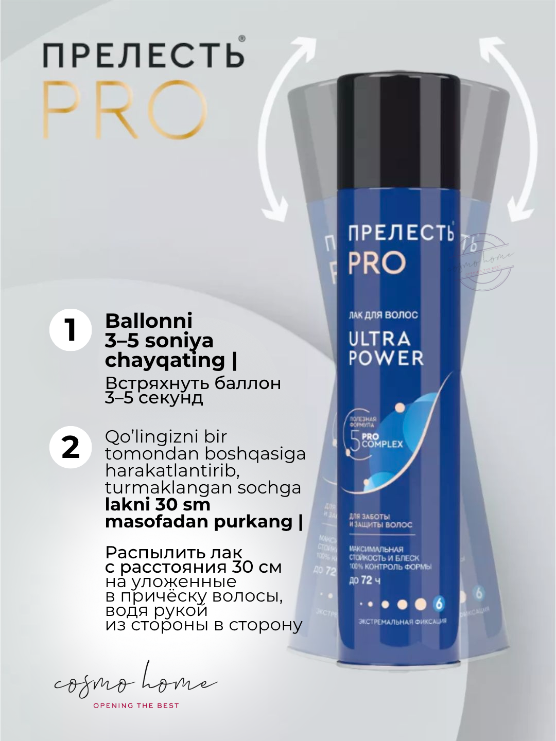 Лак д/волос Прелесть Professional ULTRA POWER ЭСФ 300 см3
