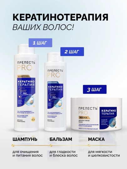Маска для любого типа волос Прелесть Professional Кератинотерапия.Expert Collection, 500 мл