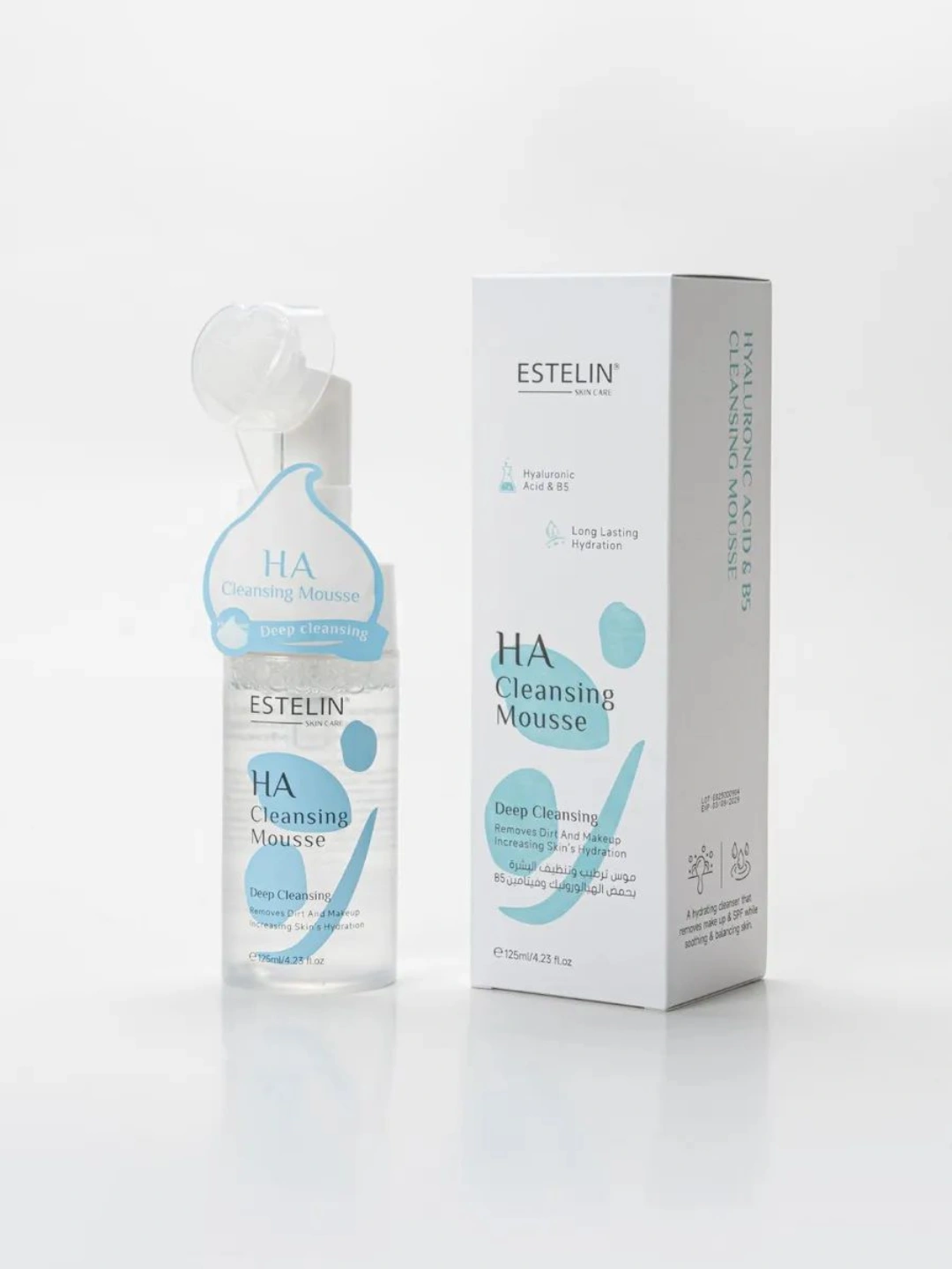 Пенка-мусс для лица с гиалуроновой кислотой и витамином B5, Estelin Hyaluronic Acid & B5 Moisturizing Cleansing Mousse, 125 мл