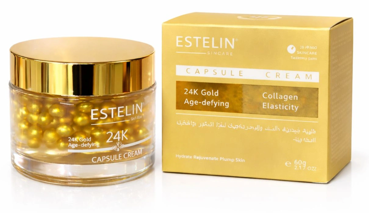 Омолаживающий крем для лица с золотом и коллагеном Estelin 24K Gold & Collagen Age-defying Capsule Cream, 60 г