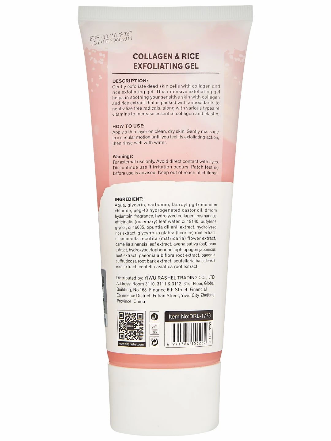 Отшелушивающий гель для лица с коллагеном и рисом, Dr. Rashel Collagen & Rice Exfoliating Gel, 220 g