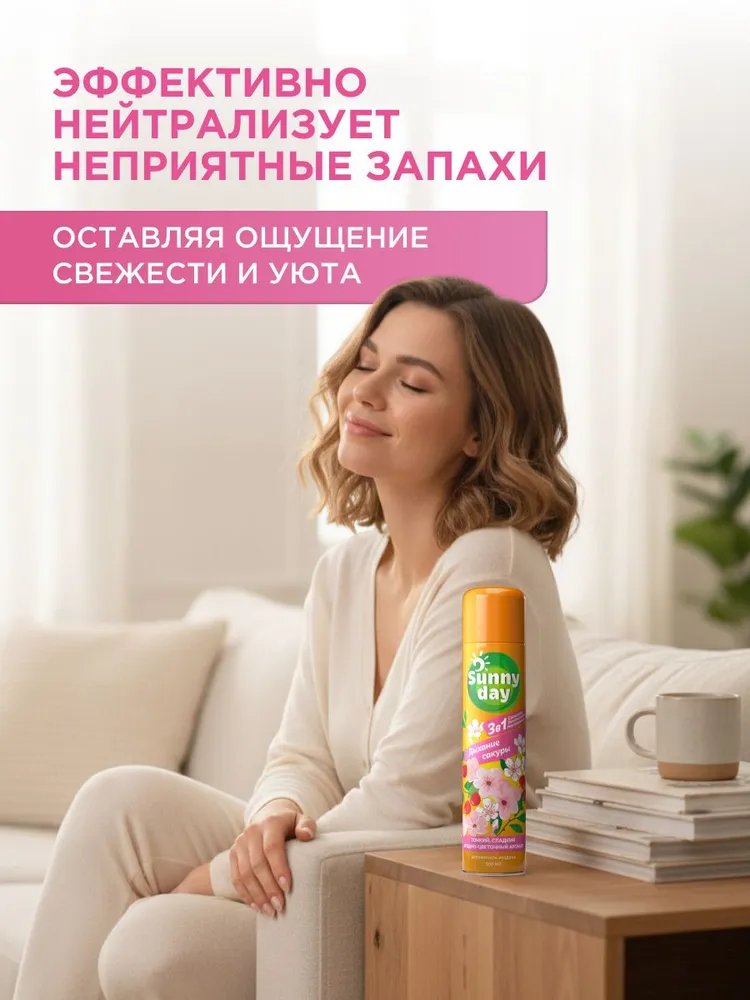 Освежитель воздуха Sunny Day Дыхание сакуры, 300 мл