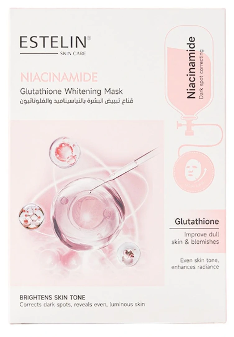 Тканевая маска для лица с ниацинамидом и глутатионом Estelin Niacinamide & Glutathione Whitening Mask, 25 г